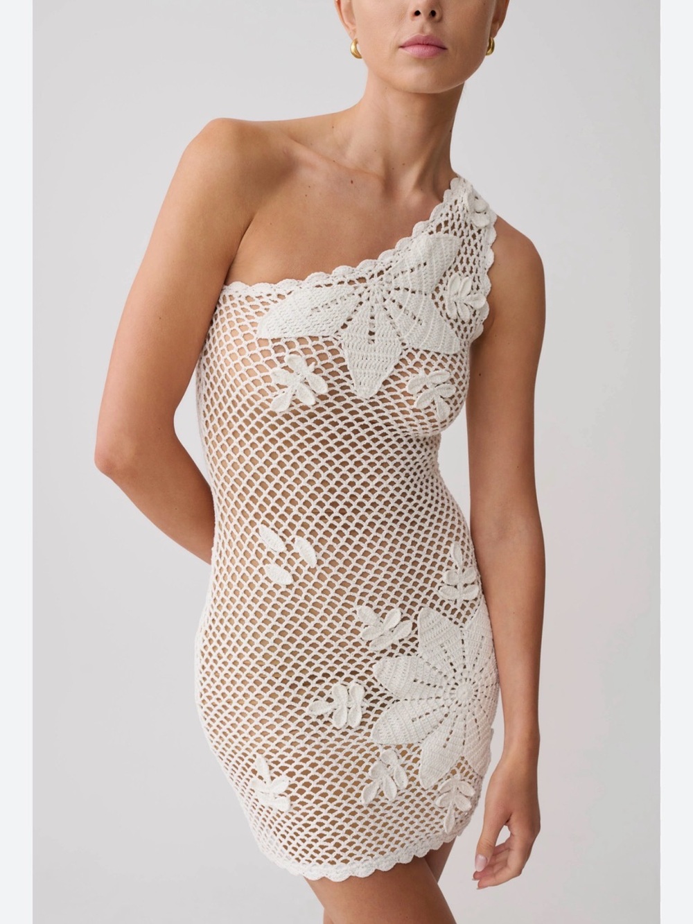 White Crochet Mini Dress Meshki Barker - Picture 4 of 5